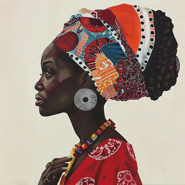 Afrikaanse elegantie - Kleurrijk portret van Poster Art Shop