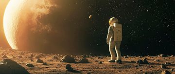 Astronaut verkent buitenaardse planeet van Poster Art Shop