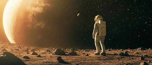 Astronaut verkent buitenaardse planeet