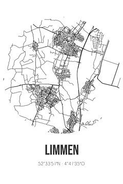 Limmen (Noord-Holland) | Carte | Noir et blanc sur Rezona