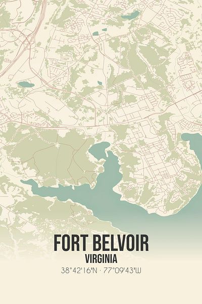 Vintage landkaart van Fort Belvoir (Virginia), USA. van Stad & Wand