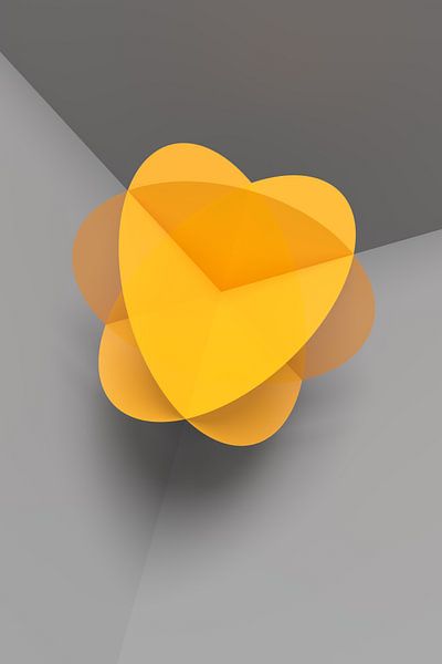 Abstrakte gelbe Kugel-Blüte auf grauem Untergrund von Jörg Hausmann