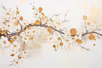 Moderne Abstraktion, Mandelblüte mit Blattgold