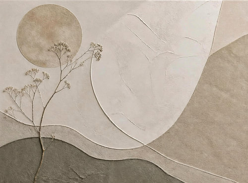 Wabi-sabi-landschap met een botanische tak