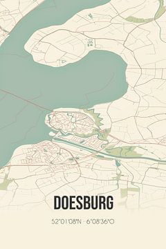 Vieille carte de Doesburg (Gelderland) sur Rezona