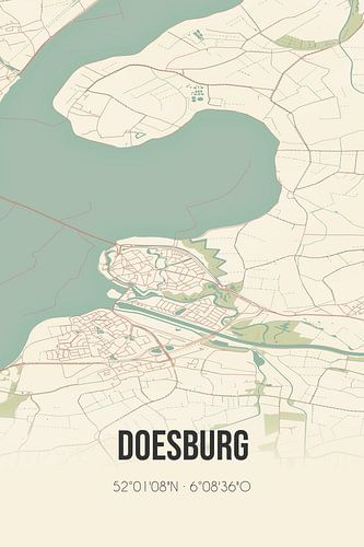 Vintage landkaart van Doesburg (Gelderland)
