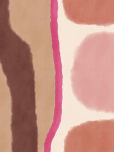 Abstracte vormen en lijnen in roze, terracotta, wit en bruin