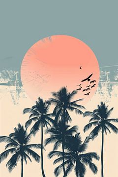 Tropische zonsondergang van Poster Art Shop