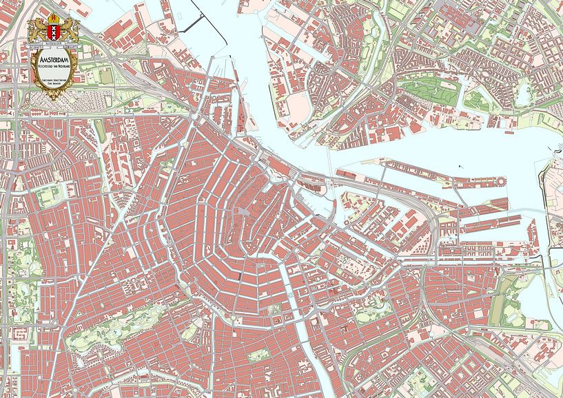 Carte du centre-ville d'Amsterdam par Rebel Ontwerp