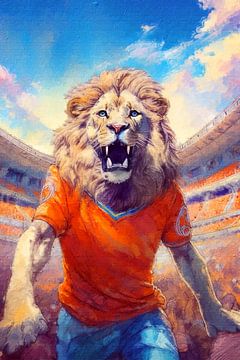 De Oranje leeuw brult (kunst) van Art by Jeronimo