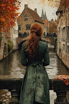 Vrouw met Rood Haar – Brugge Kanaal Collagekunst