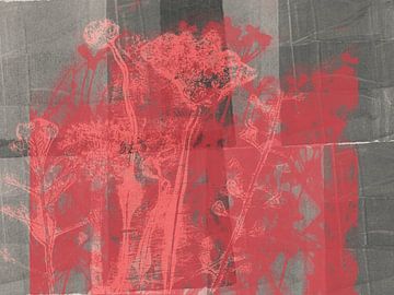 Rote Blumen auf warmem Grau von Dina Dankers