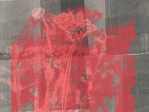 Rode bloemen op warm grijs