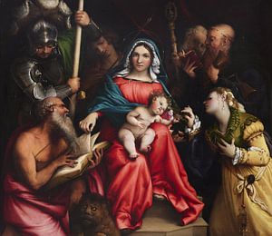 Die mystische Vermählung der Heiligen Katharina mit Heiligen, Lorenzo Lotto