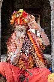 Sadhu (holy man) in Kathmandu - Nepal by Michelle Peeters