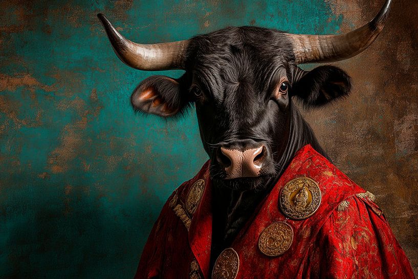 Sierlijke stier in een elegant jasje van Poster Art Shop