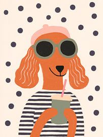 Stilvoller Hund mit Matcha-Kinderzimmer