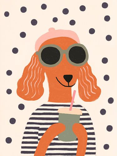Stilvoller Hund mit Matcha-Kinderzimmer