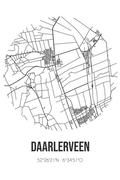 Daarlerveen (Overijssel) | Landkaart | Zwart-wit van Stad & Wand