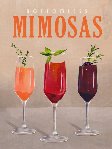 Bottomless Mimosas Pastel Cocktail Bar Kunst
