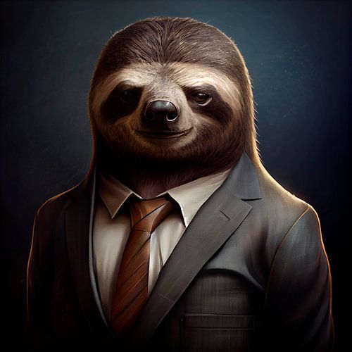 Stately portrait of a Sloth in a fancy suit