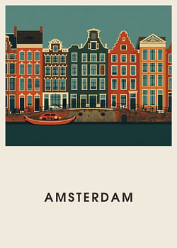 Amsterdam – Reiseposter Mid-Century