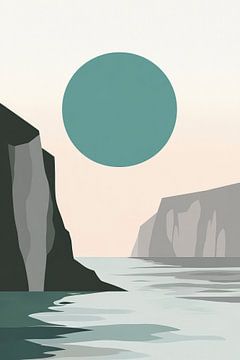 Rocks and moon in a gentle play of colours by Poster Art Shop