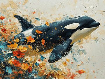 Ocean Blossom - Orca among Wildflowers by Eva Lee