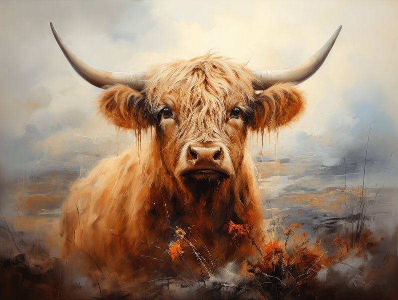 Fine Art with an Orange Highlander by Eva Lee