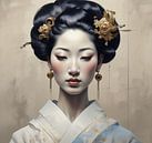 A minimalism portrait of a geisha woman traditionally. by J.a Dijkstra thumbnail