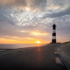 Sfeervolle zonsopkomst vuurtoren Nieuwe Sluis, Breskens van Thom Brouwer