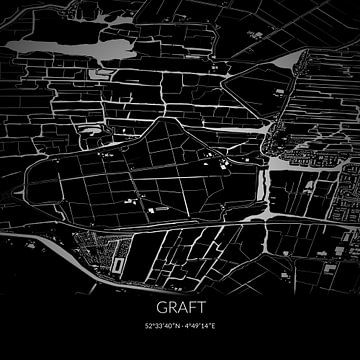 Zwart-witte landkaart van Graft, Noord-Holland. van Rezona