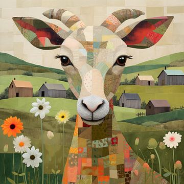 Patchwork Ziege von De Mooiste Kunst