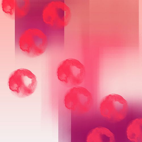 Pop van kleur. Neon en pastel abstracte kunst in rood, paars, roze