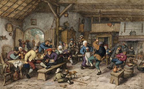 Interior of farmhouse inn, Adriaen van Ostade