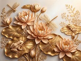 Élégante composition de lotus dorée