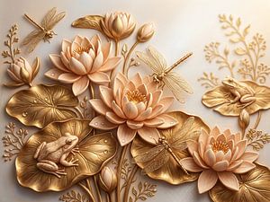 Elegante Lotus Komposition in Gold