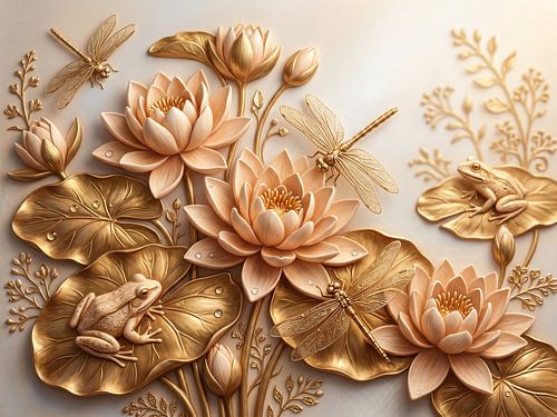 An elegant lotus arrangement in gold by Max Steinwald