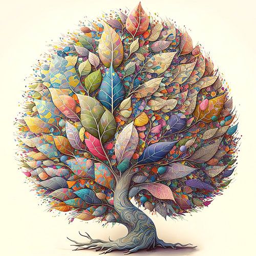 Boom met gekleurde bladeren
