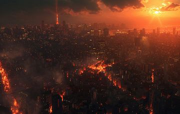 Tokio bij nacht, onrust van fernlichtsicht