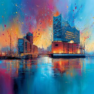 Elbphilharmonie und Hafencity Pop Art