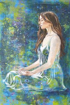 Ruhe und Ausgeglichenheit – Meditationsbild in Blau und Grün