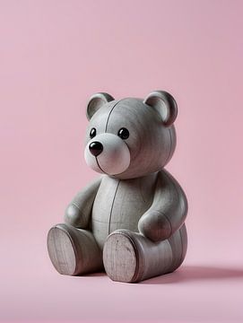 Teddy bear on pink