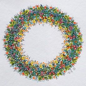 Bright flower wreath as Mandala by Thea Bouwman