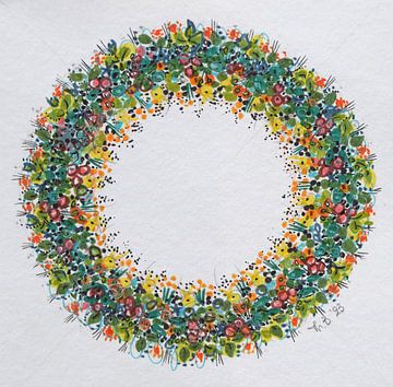 Bright flower wreath as Mandala by Thea Bouwman