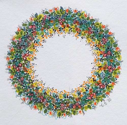 Bright flower wreath as Mandala by Thea Bouwman