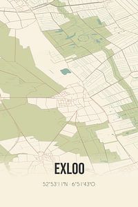Vintage landkaart van Exloo (Drenthe) van Rezona