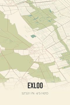 Vintage landkaart van Exloo (Drenthe) van MijnStadsPoster