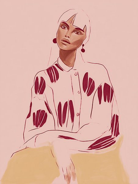 Modern line art portrait by Carla Van Iersel