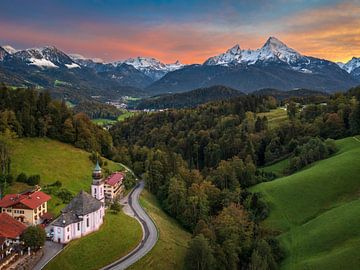 Maria Gern kapel bij Berchtesgaden, Beieren, Duitsland van Michael Abid